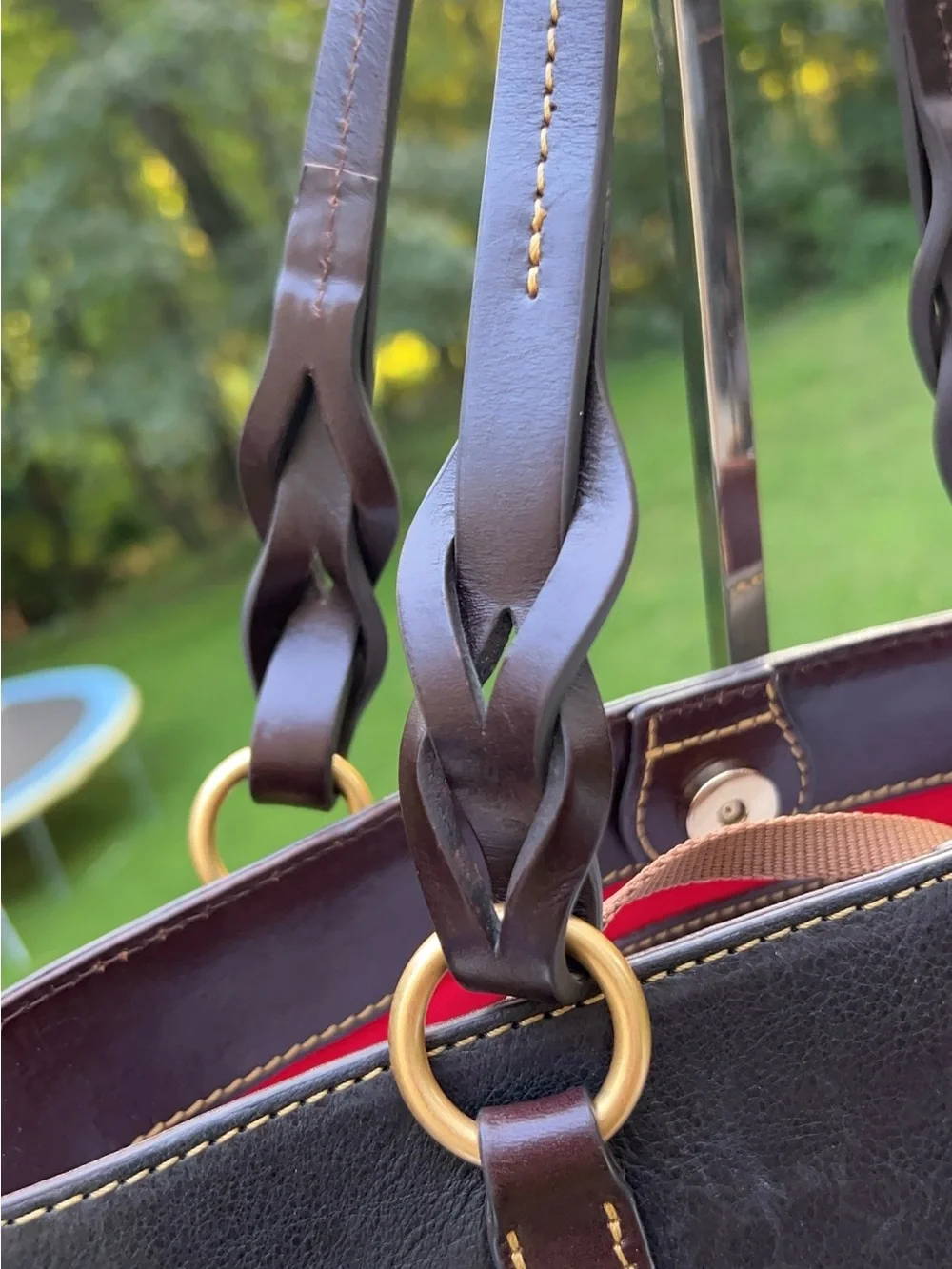 DOONEY AND BOURKE BLACK FLORENTINE LEATHER SMALL GRETCHEN TOTE BAG,